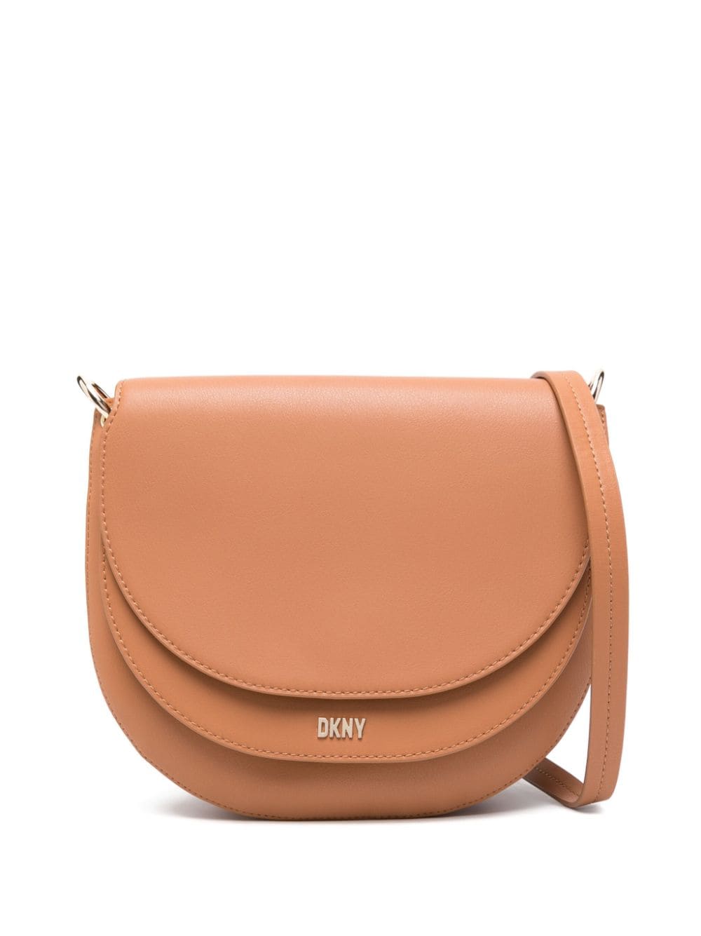 Dkny Logo-lettering Leather Crossbody Bag In Neutrals