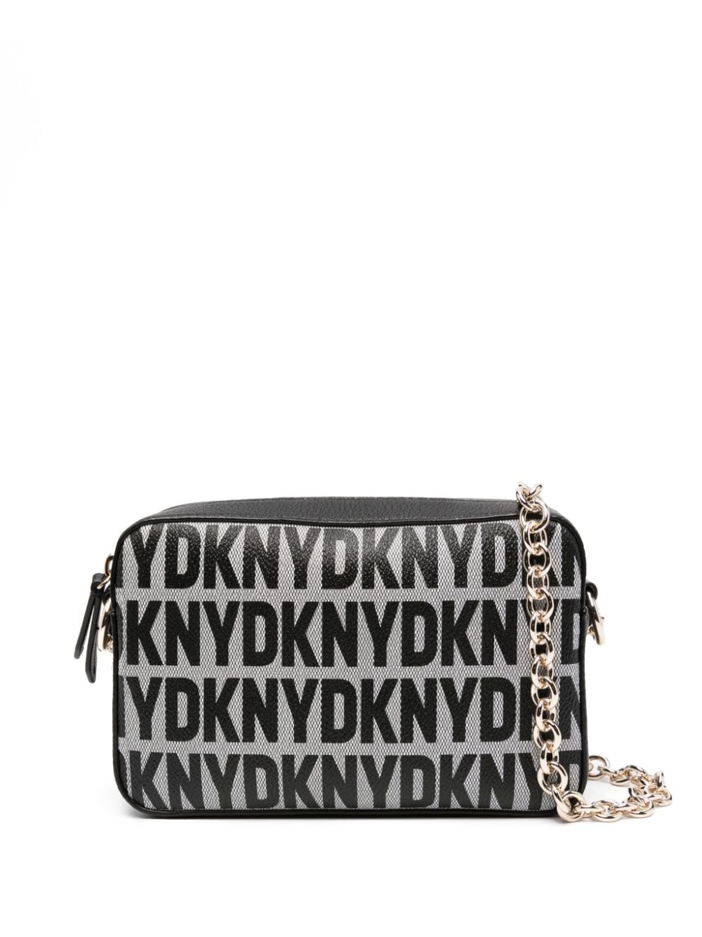 Dkny Sara Logo-print Leather Crossbody Bag In Black