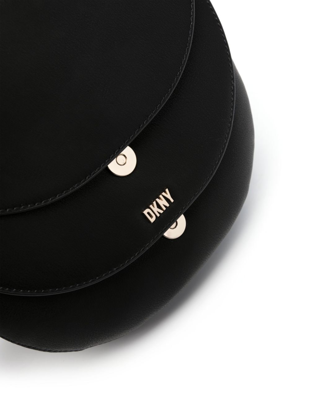 Shop Dkny Logo-lettering Leather Crossbody Bag In Black