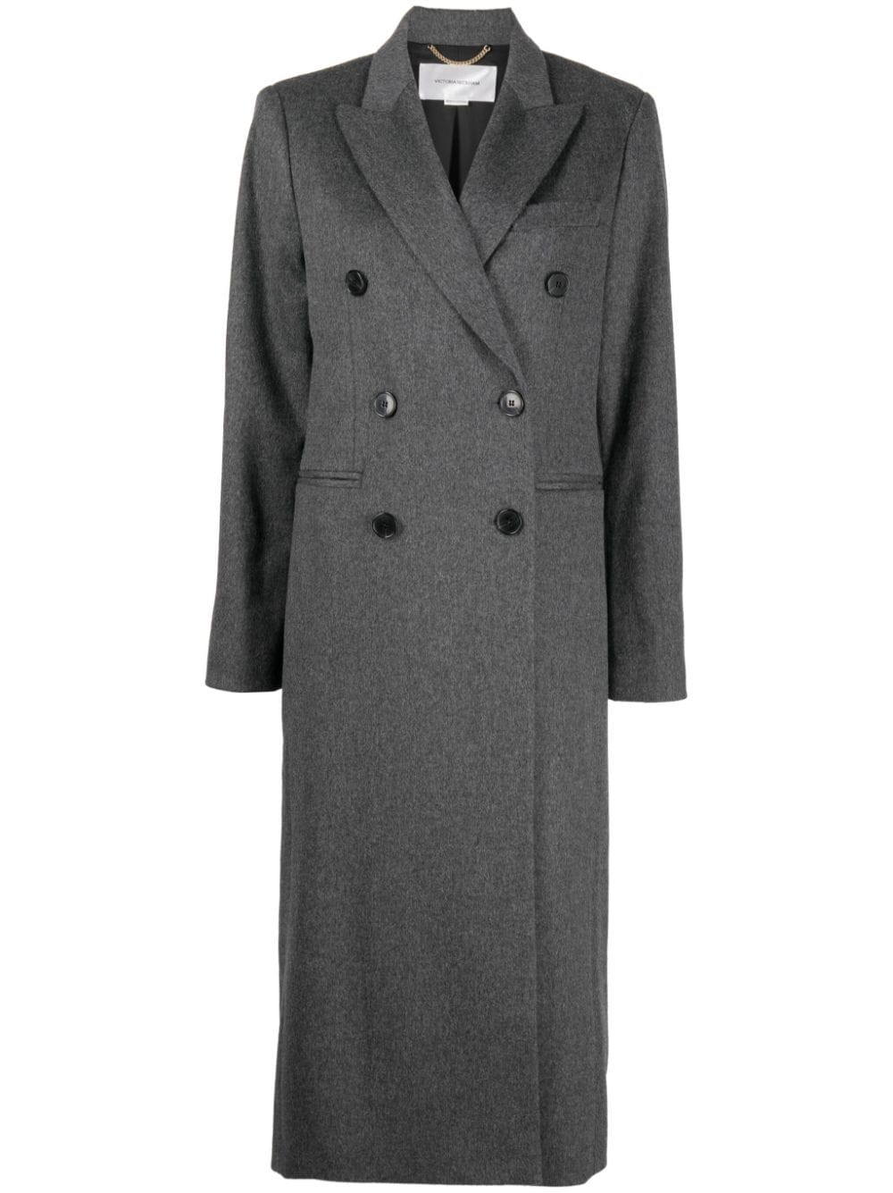 Victoria Beckham Double-breasted Brushed Wool Coat In Grey