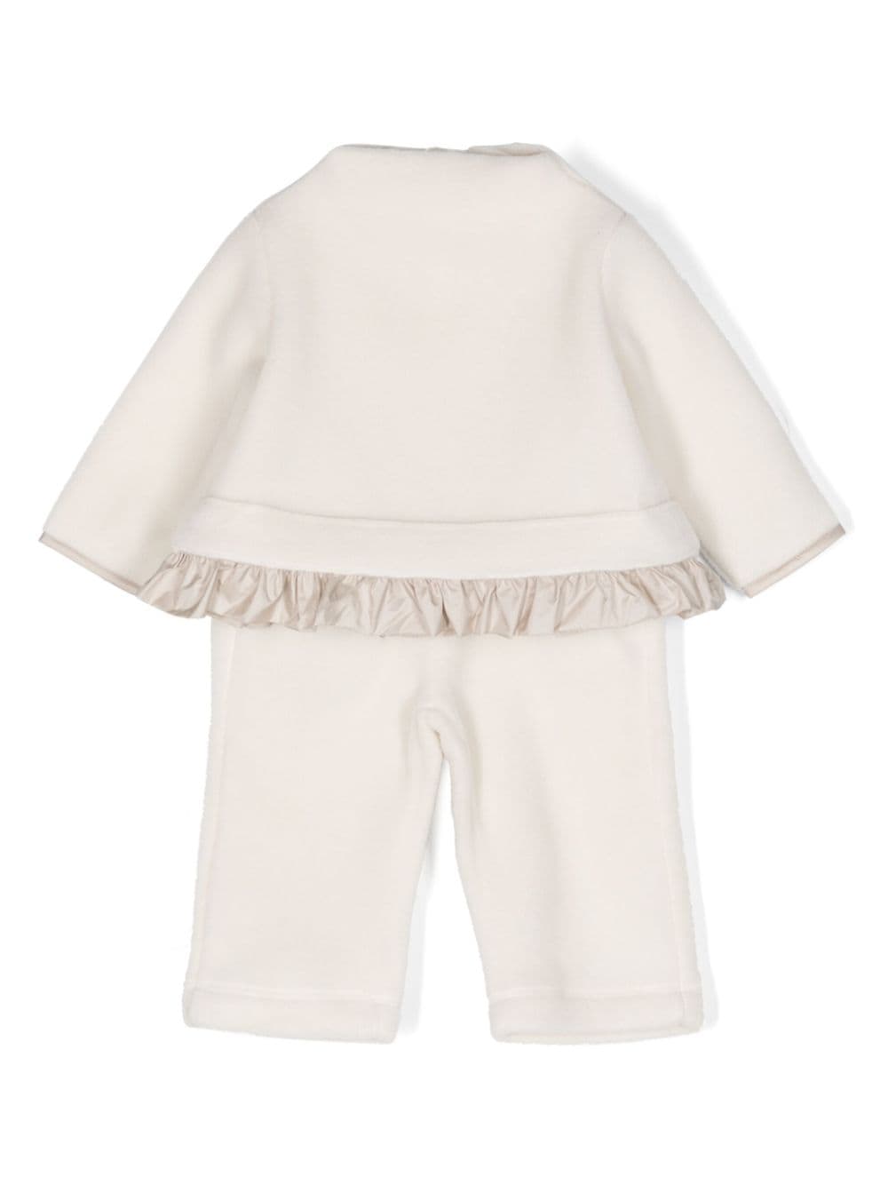 Il Gufo Babies' Ruffled Fleece Tracksuit Set In Neutrals