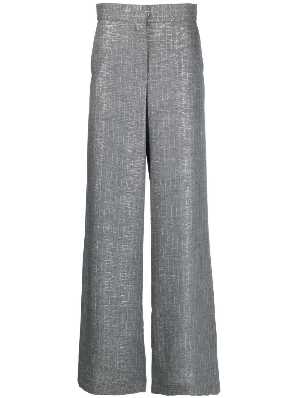 Msgm Metallic Wide Leg Trouser In Grau