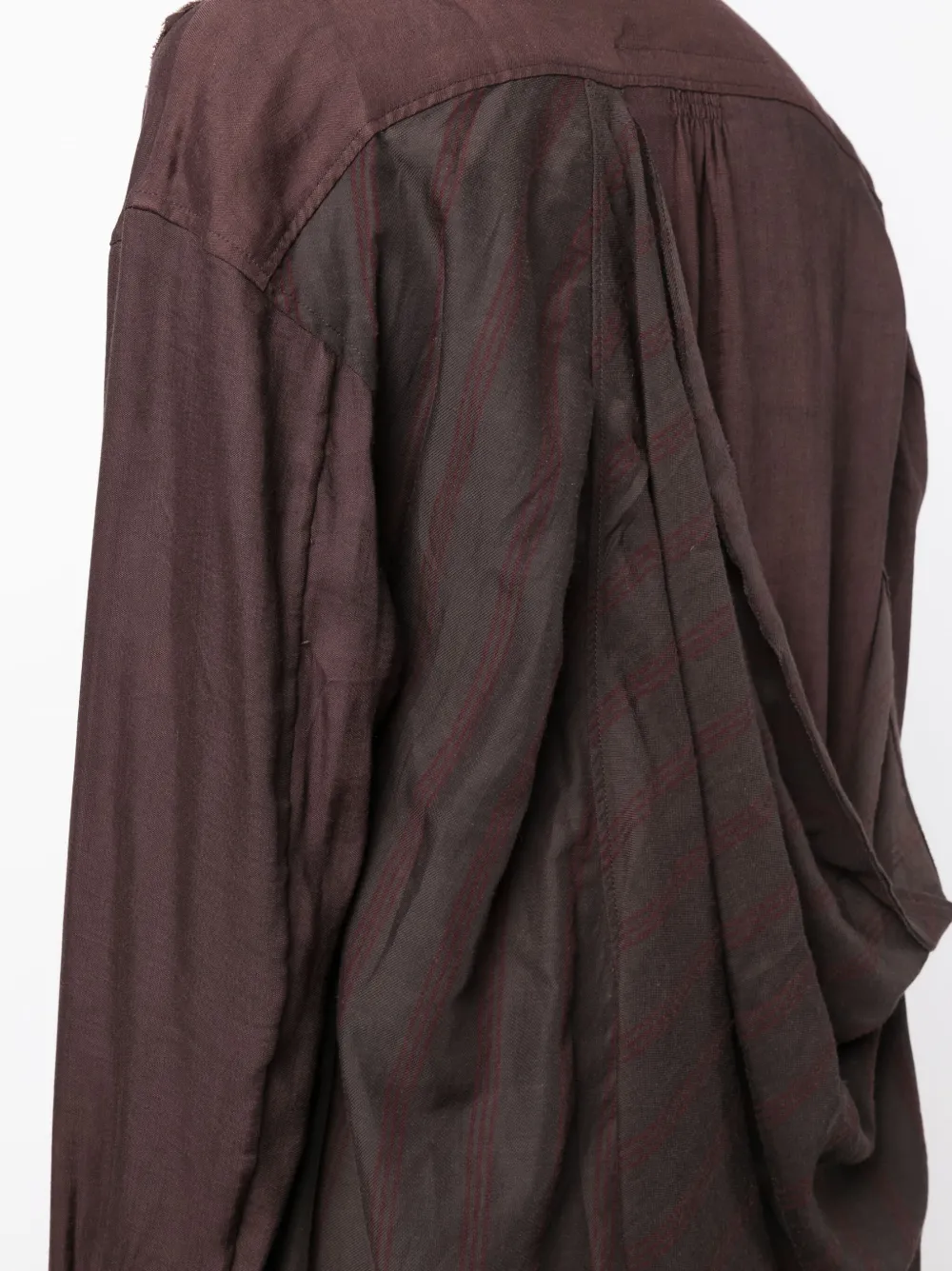 Shop Ziggy Chen Layered Draped-detail Shirtdress In Brown