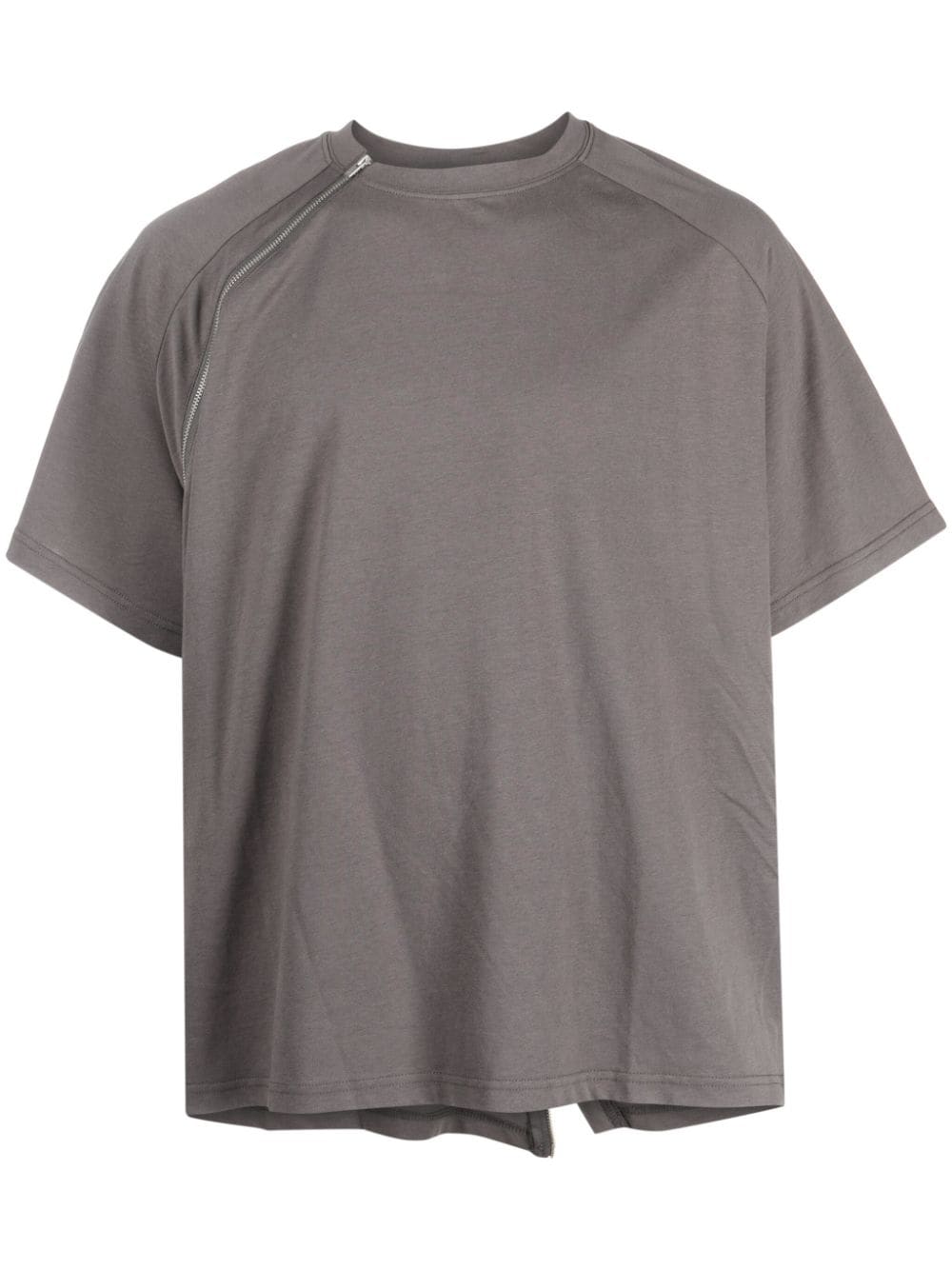 Heliot Emil Sequence Zip-detail Cotton T-shirt In Grey