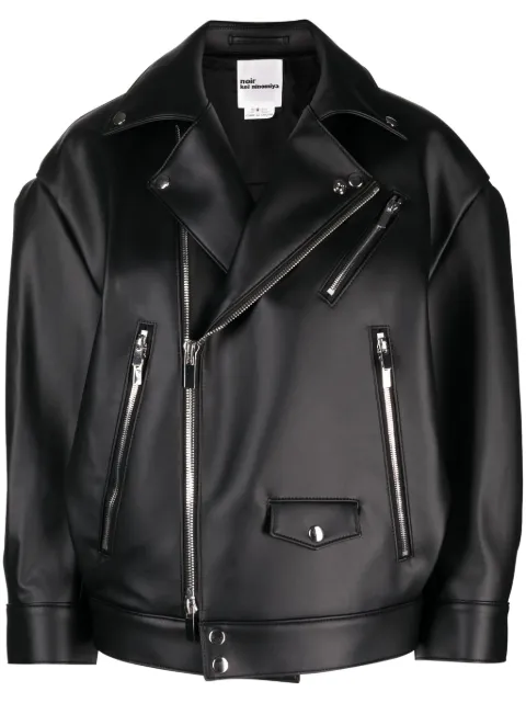 Noir Kei Ninomiya faux-leather biker jacket 