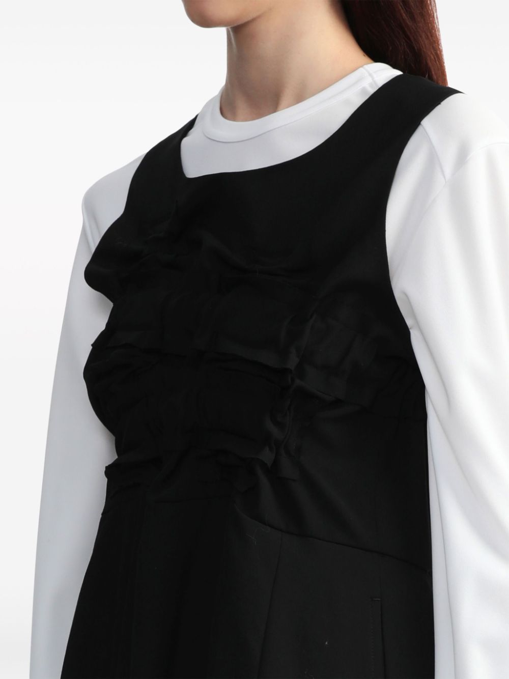 Shop Black Comme Des Garçons Pleat-detail Sleeveless Midi Dress In 黑色