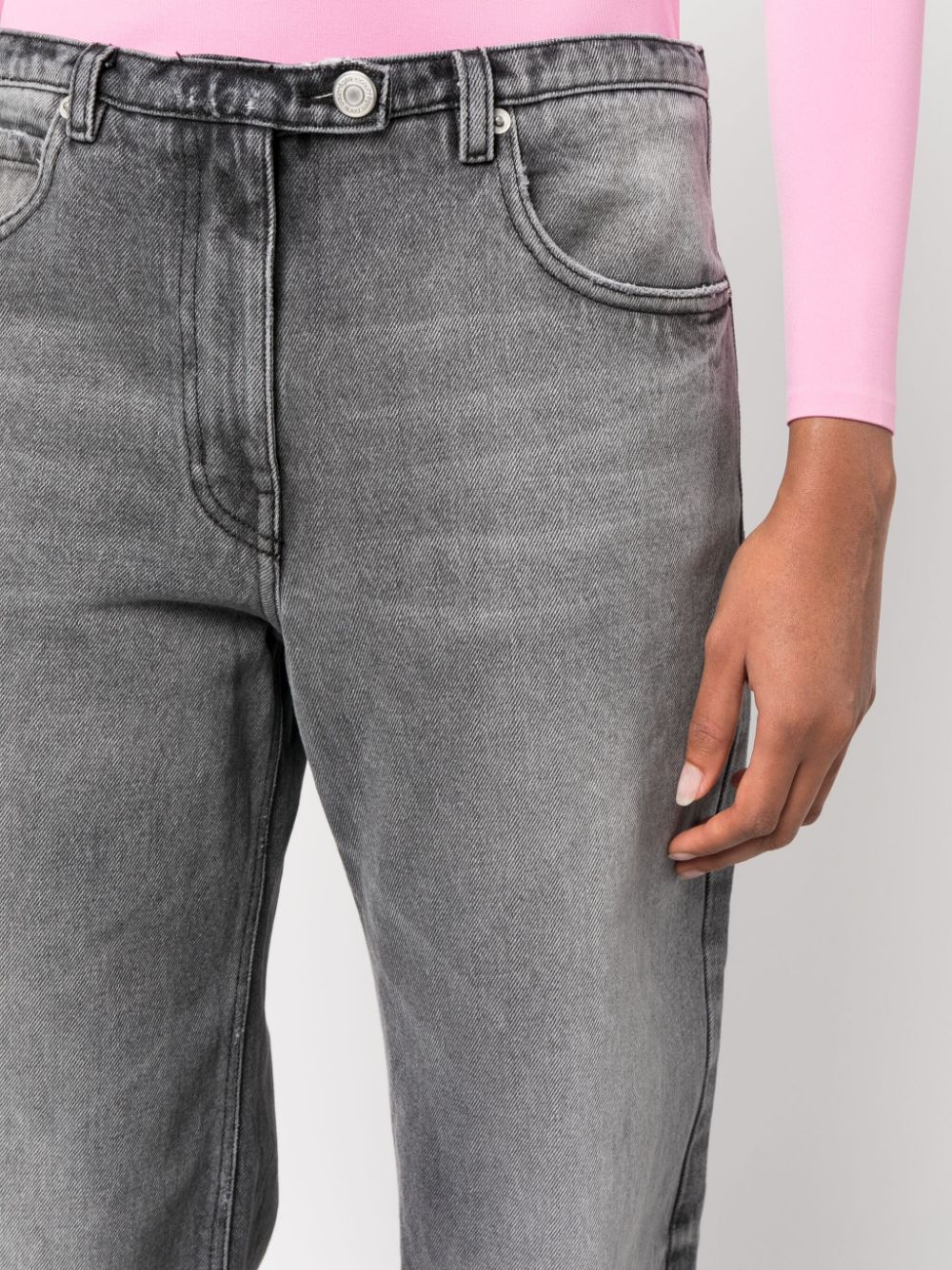 Shop Courrèges Stonewashed Low-rise Wide-leg Jeans In Grey