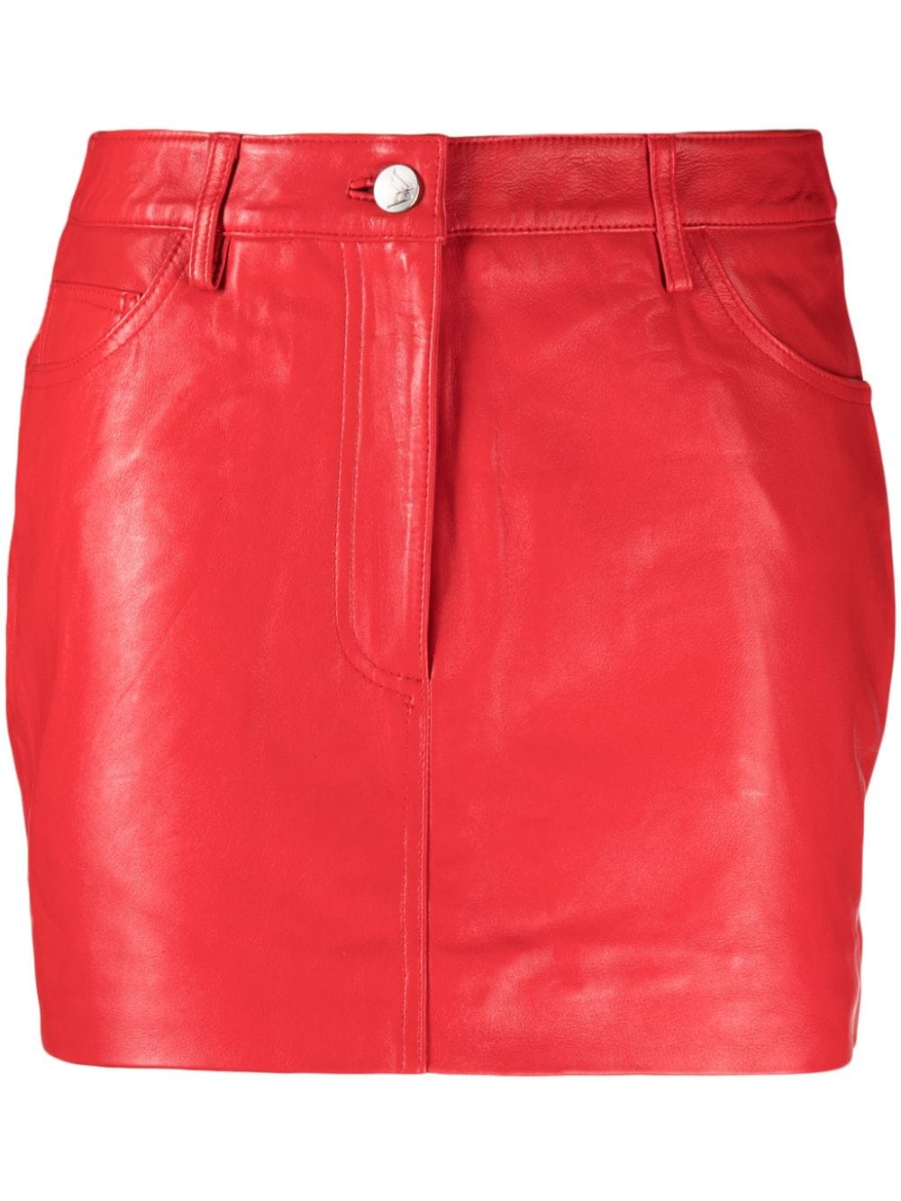 Remain Mid-rise Leather Miniskirt In Red