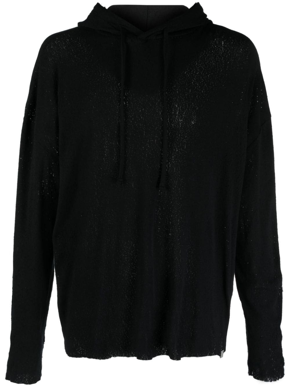 Shop Alyx Distressed Cotton Hoodie In Black