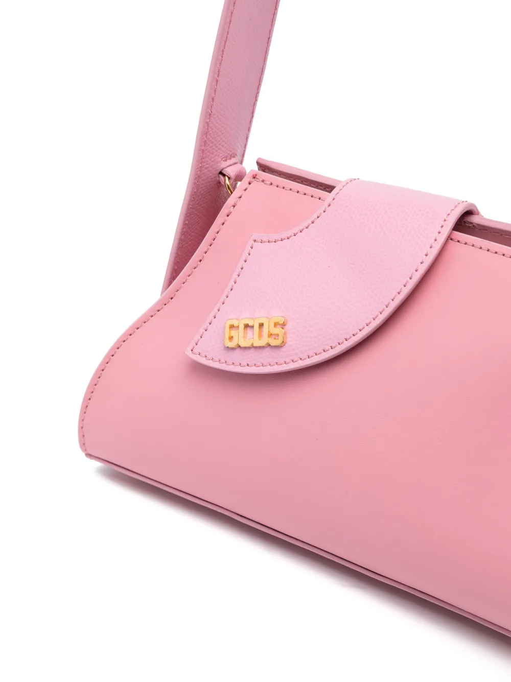 Shop Gcds Small Comma Logo-plaque Leather Tote Bag In Pink