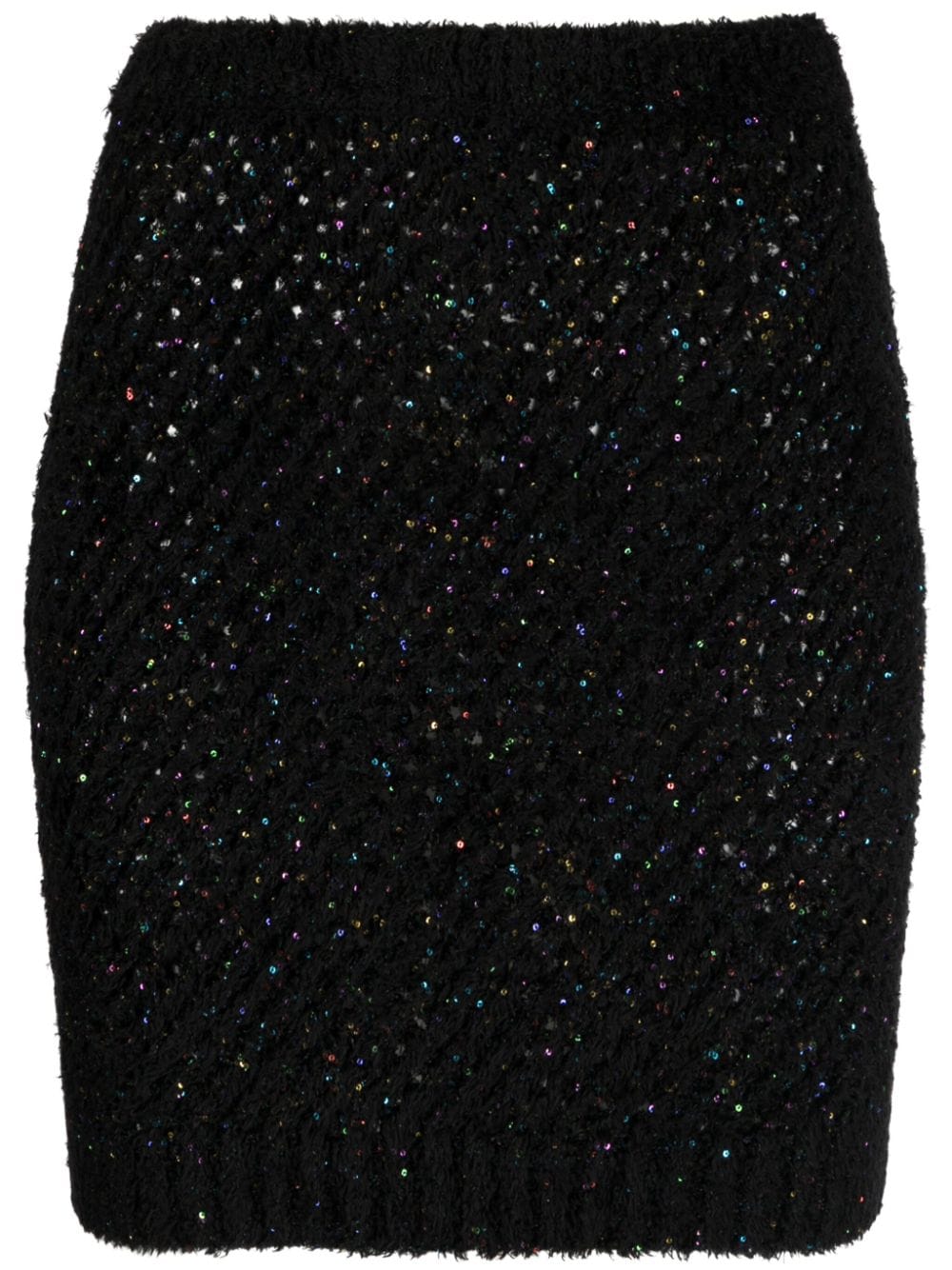 Balmain Sequin-embellished High-waist Miniskirt In Black