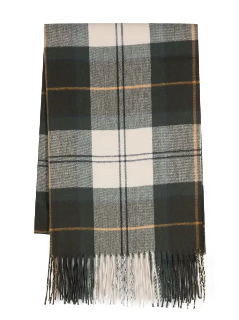 Barbour check-pattern fringed scarf