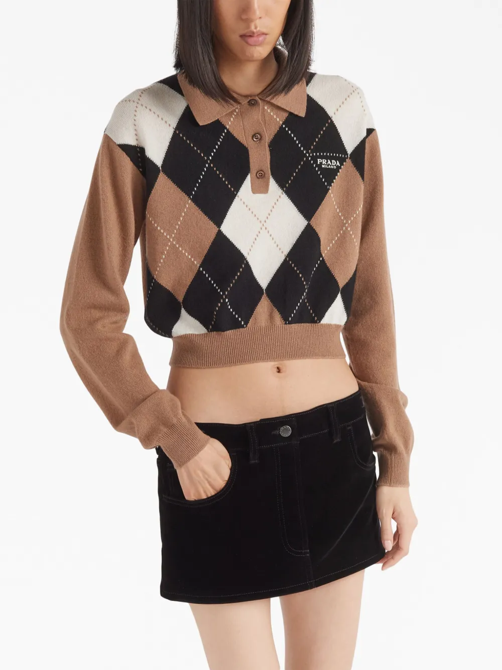 Prada Triangle-logo Velvet Miniskirt In Schwarz