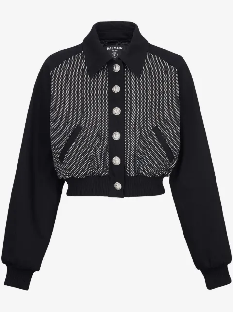 Balmain logo-embellished cropped jacket