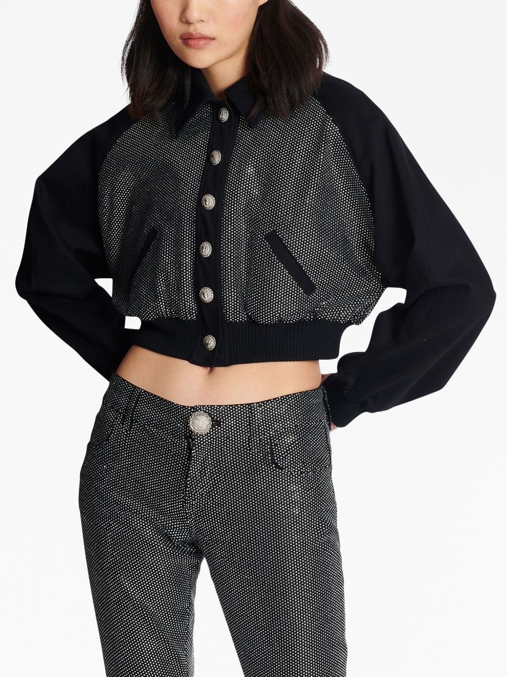 Affordable Balmain logo-embellished cropped jacket Women