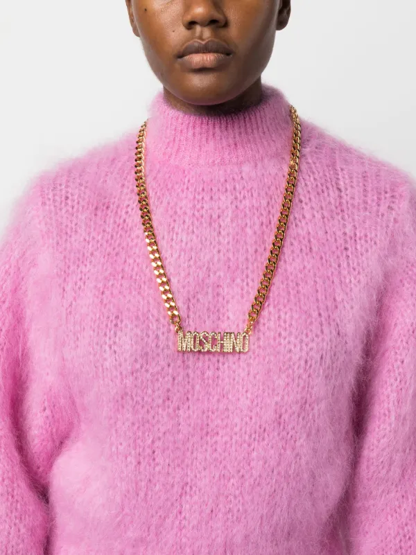 MOSCHINO モスキーノ ゴールド プレート チェーン ネックレス - メルカリ