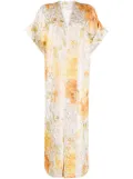 Bambah floral-print marbled kaftan dress - Orange