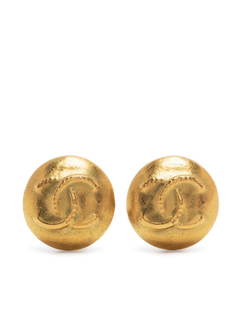 Pre-owned Chanel Cc Button Clip-on Earrings In Gold