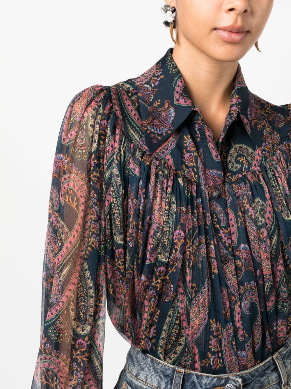 Shop Etro Paisley-print Silk Shirt In 蓝色