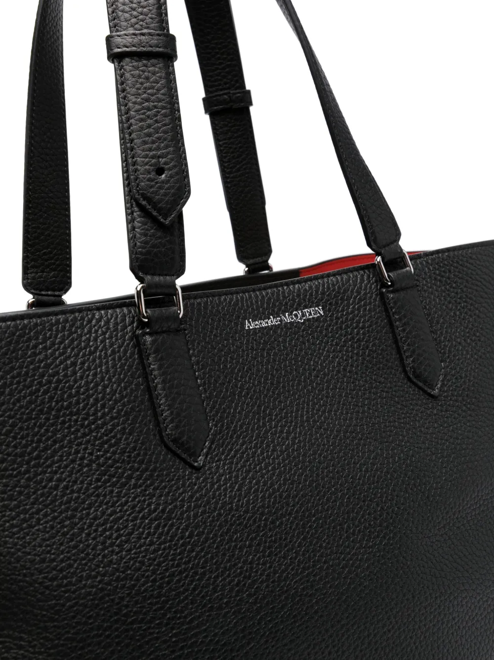 Shop Alexander Mcqueen The Edge Leather Tote Bag In Black