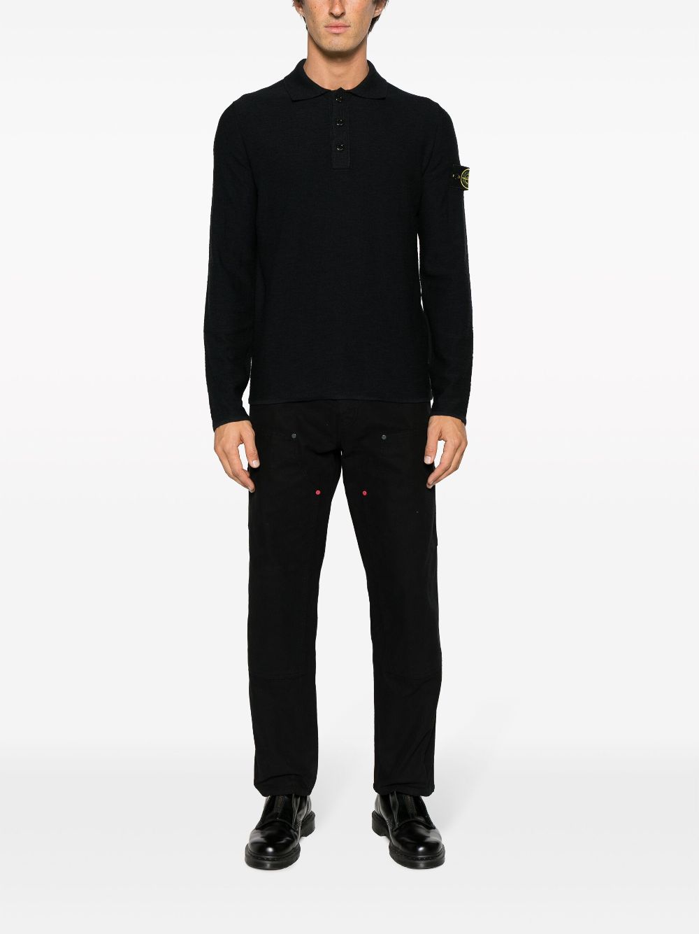 Stone Island Poloshirt met Compass-logopatch - Zwart