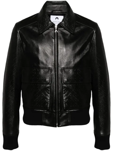 Marine Serre embossed leather aviator jacket