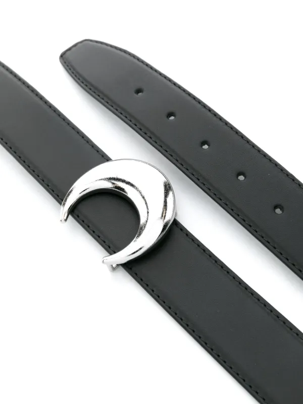 小物 Marine Serre Belt Marine Serre moon-buckle Leather Belt | Black | FARFETCH
