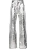 Marine Serre crescent moon-debossed leather trousers - Silver