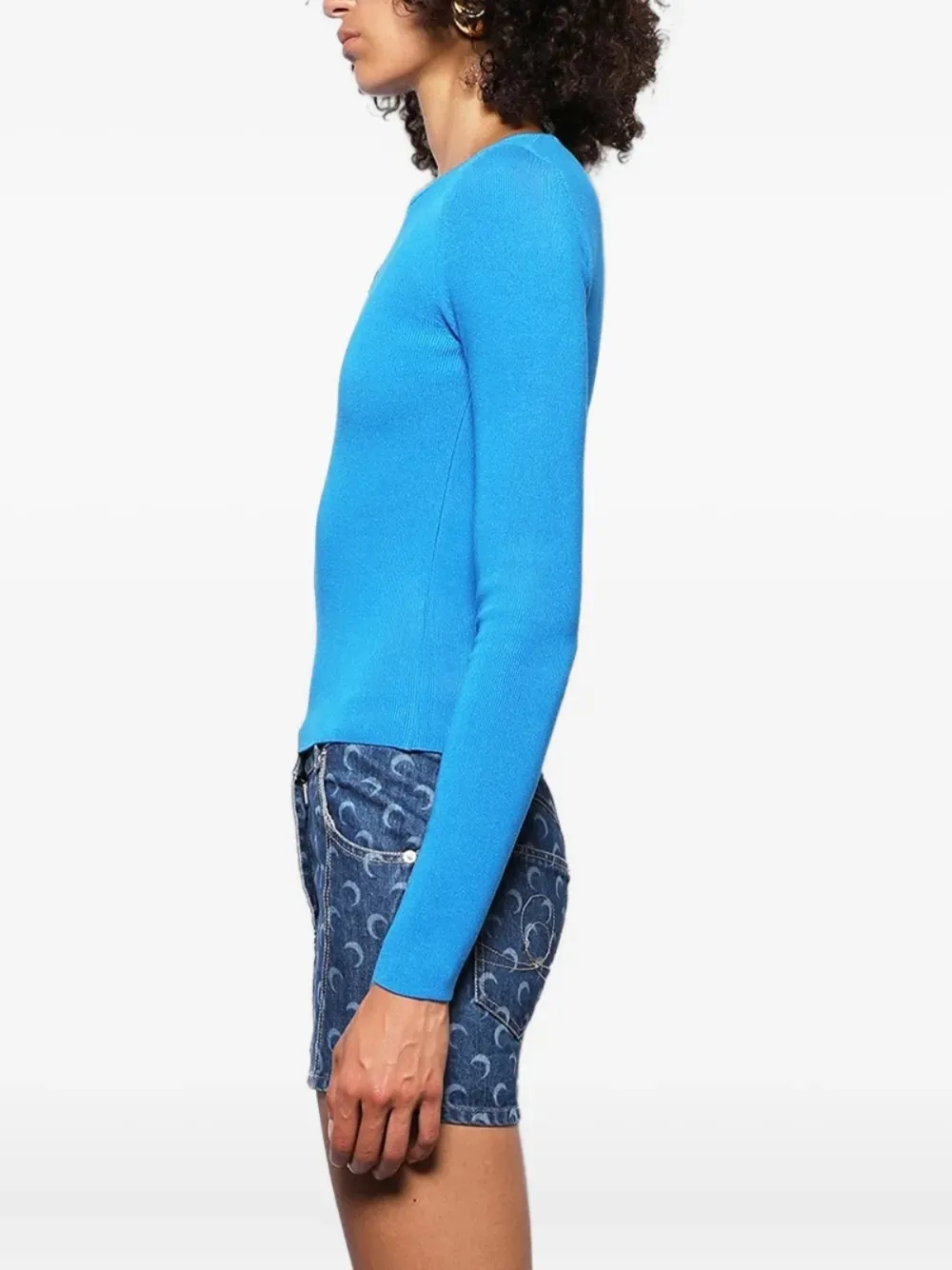 Marine Serre Fijngeribbelde trui Blauw