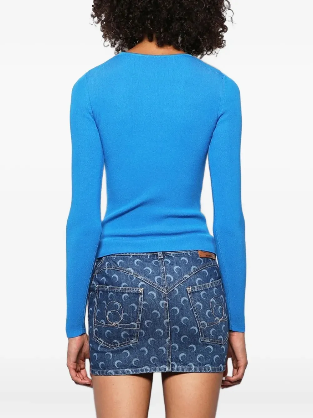 Marine Serre Fijngeribbelde trui Blauw