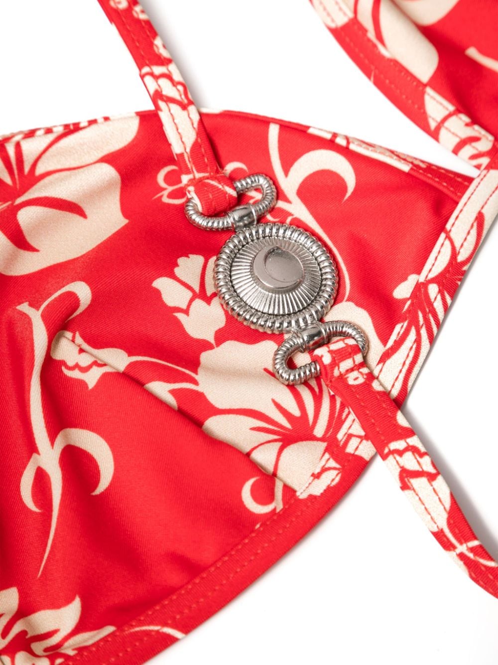 Shop Marine Serre Floral-print Bikini In Red