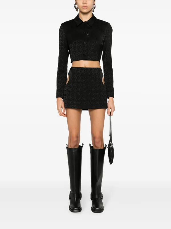 【関税&送料込】Marine Serre Mini Moon Diamant Skirt Marine Serre Moon Diamond-jacquard Mini Skirt | Black | FARFETCH