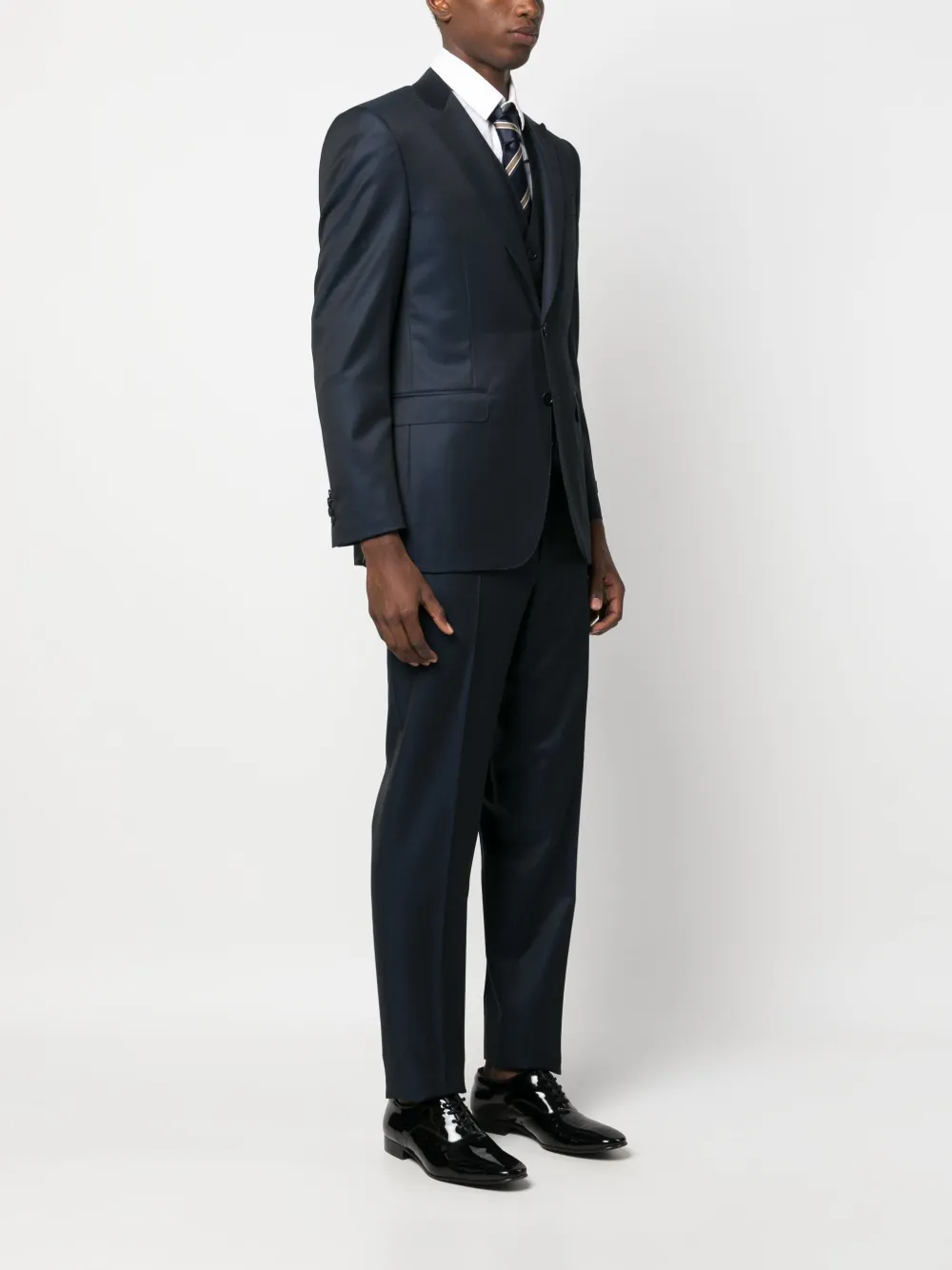 Canali Single-breasted Wool Suit In Blue