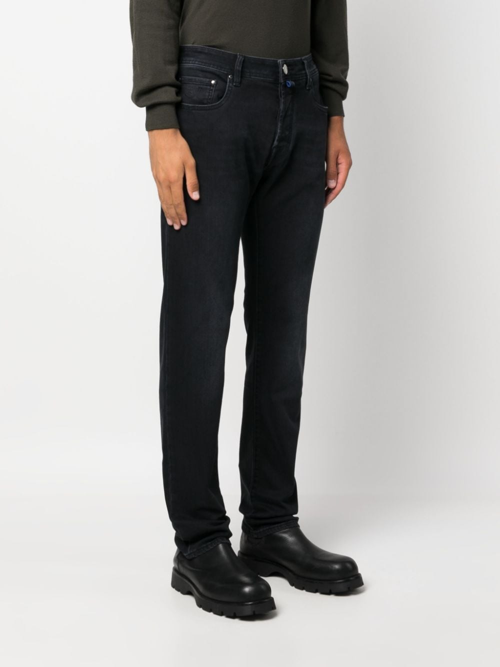 Shop Jacob Cohen Mid-rise Straight-leg Jeans In Black