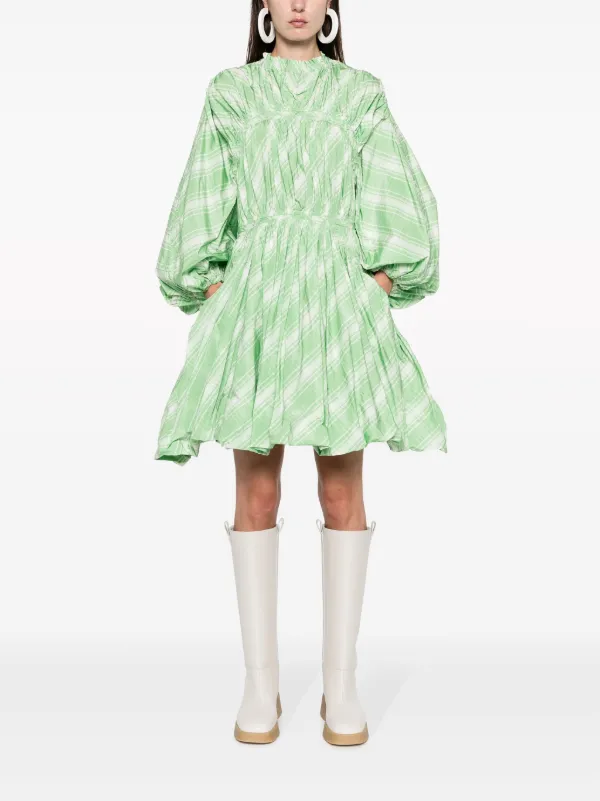 【JIL SANDER】チェック柄長袖ミニドレス Jil Sander チェック ミニドレス | グリーン | FARFETCH JP