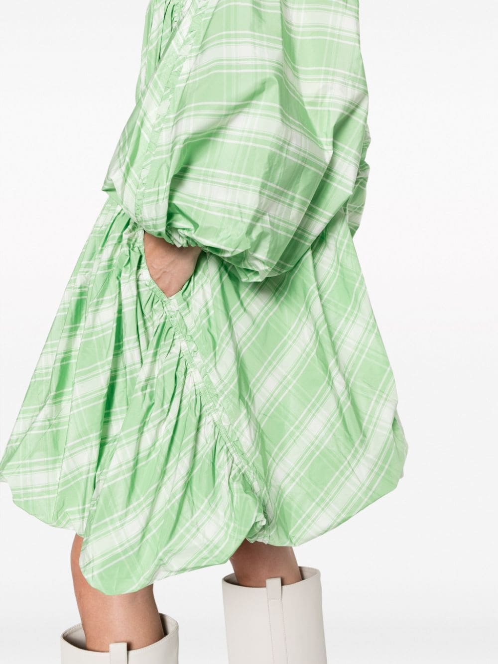 Shop Jil Sander Plaid-check Pattern Minidress In Green
