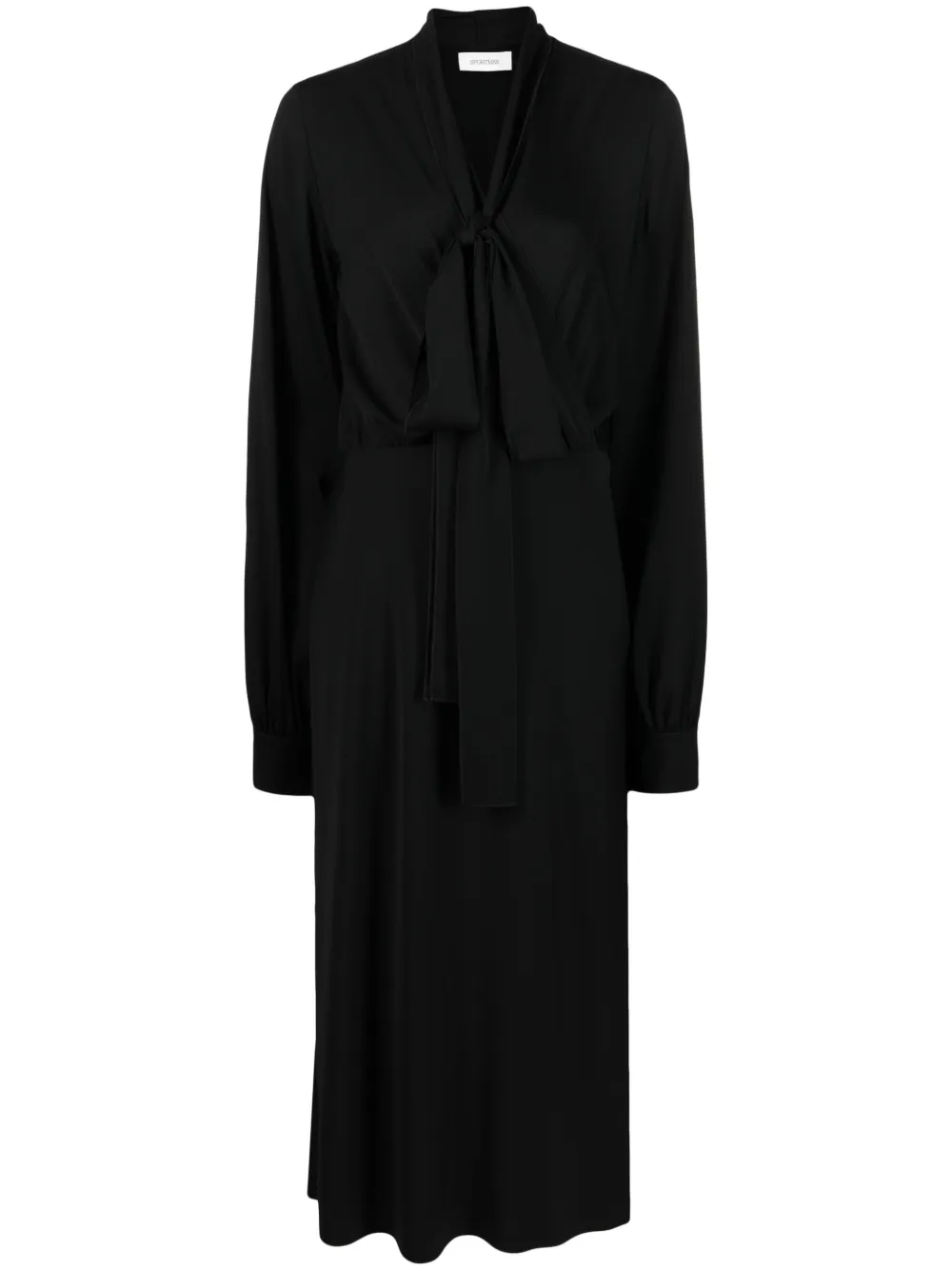 Sportmax Pussy-bow Collar Midi Dress In Black