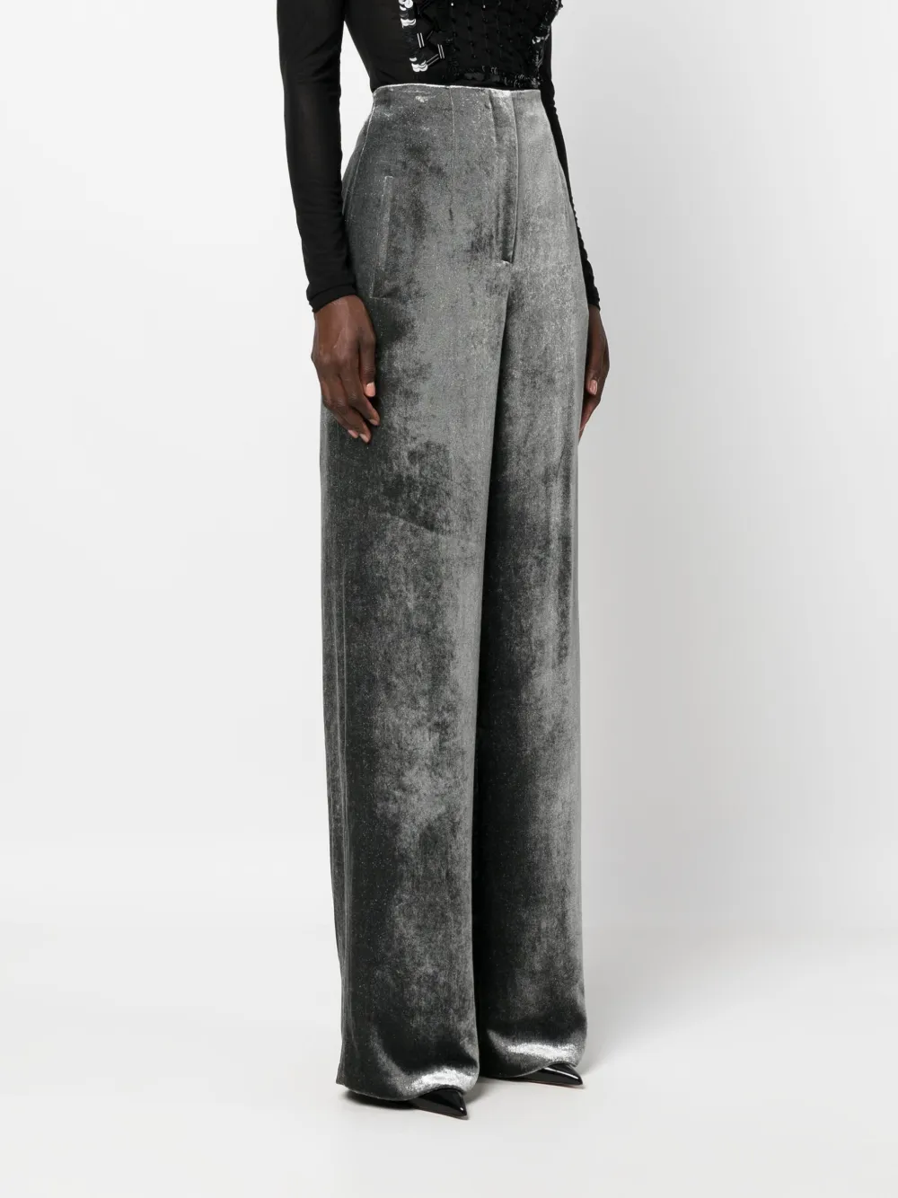 Alberta Ferretti Broek met metallic-effect Grijs
