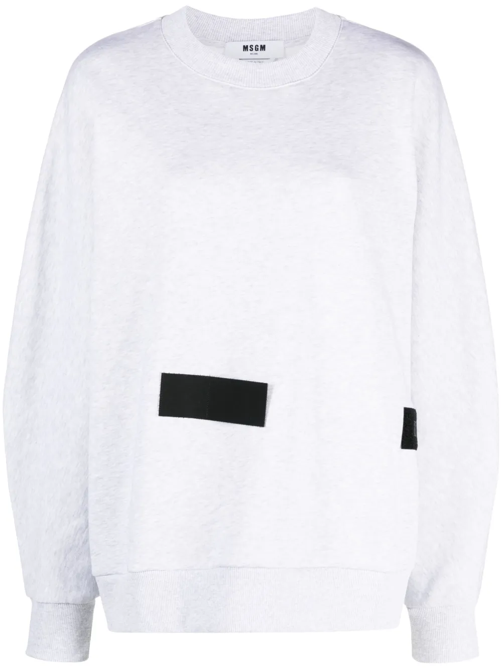 Msgm Logo Patch Cotton Sweatshirt In Grey