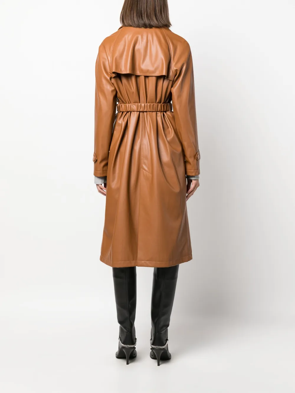 Twinset Belted Double-breasted Coat In Braun