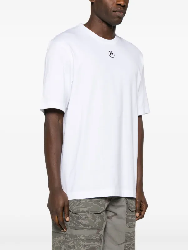 Tシャツ・カットソー MARINE SERRE Men T Shirts MTT077ACJER0009WH10 White Moon Logo Jersey Fitted T-Shirt • Marine Serre