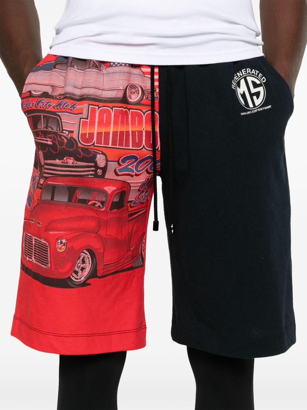 Shop Marine Serre Regenerated Graphic T-shirt Bermuda Shorts In Black