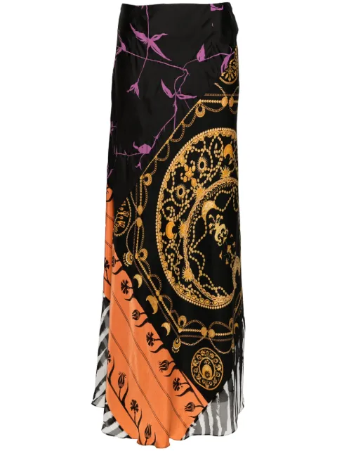 Marine Serre Regenerated Scarves mix-print midi skirt