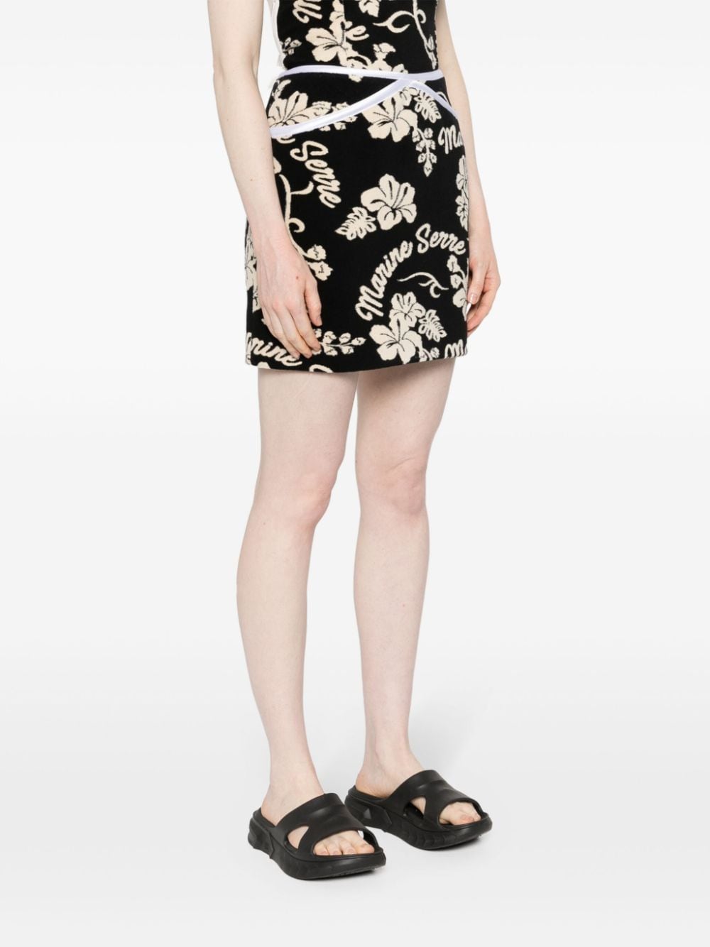 Shop Marine Serre Patterned-jacquard Mini Skirt In Black