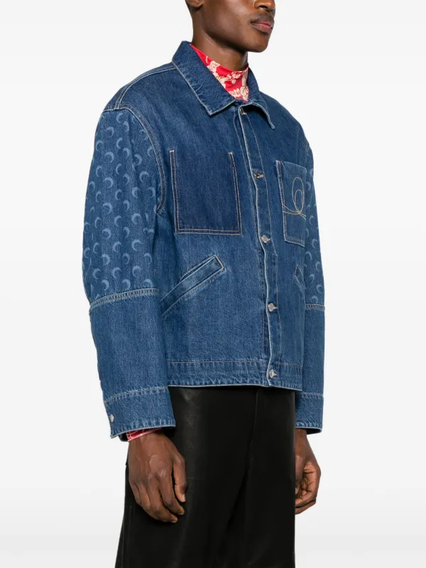 Marine Serre Deadstock Moon-print Denim Jacket | Blue | FARFETCH AO