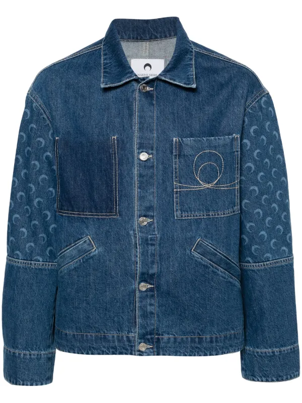 ジャケット・アウター Marine serre Moon Zip Denim Jacket Marine Serre Deadstock Moon-print Denim Jacket | Blue | FARFETCH AO