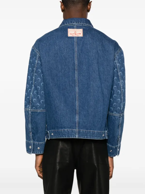 Marine Serre Deadstock Moon-print Denim Jacket | Blue | FARFETCH AO