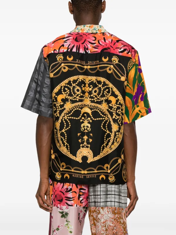 Marine Serre Regenerated Silk Scarves Bowling Shirt | Grey