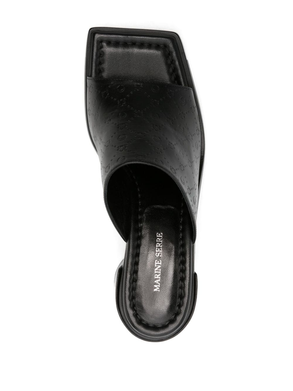 Shop Marine Serre Ms Laminated-leather Mules In 黑色