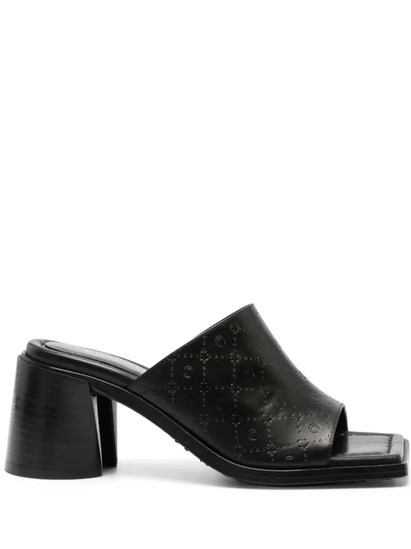 関税・送料込み【MARINE SERRE】レザー ローファー Marine Serre 50mm Leather Loafers | Black | FARFETCH JO